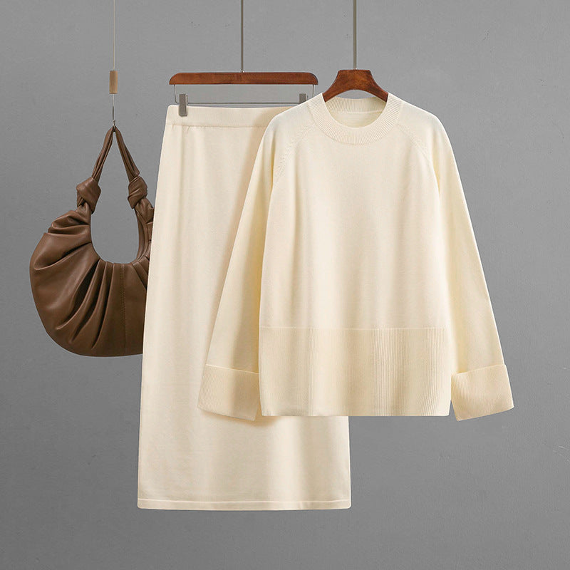 Ensemble Femme Chic Décontracté – Pull Ample & Jupe Mi-Longue