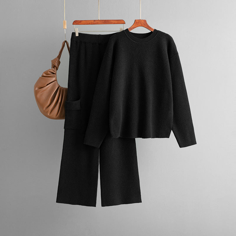 Ensemble Élégance Décontractée – Coupe Ample & Col Rond