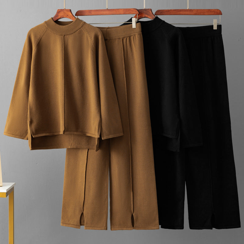 Ensemble Cocooning Maille Encolure Ronde & Pantalon Large