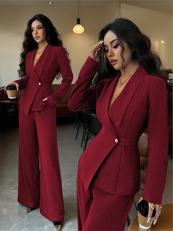 Ensemble Tailleur Femme Élégant – Veste Chic & Pantalon Droit