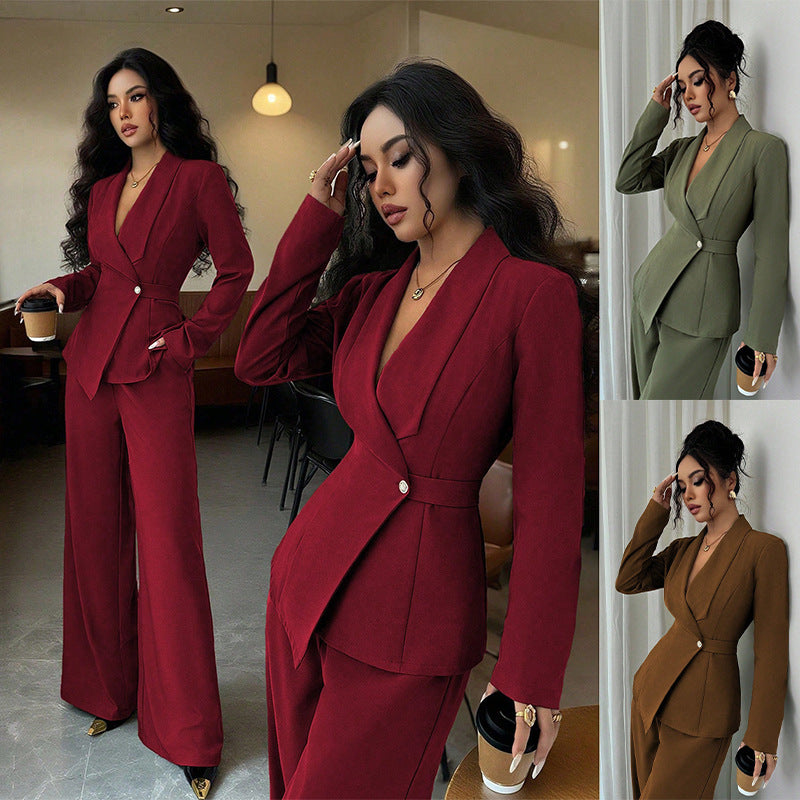 Ensemble Tailleur Femme Élégant – Veste Chic & Pantalon Droit