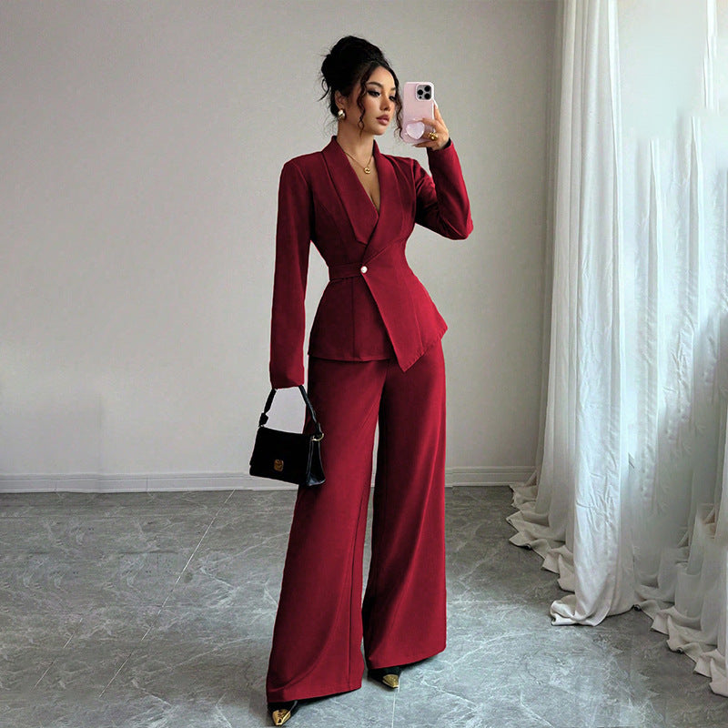 Ensemble Tailleur Femme Élégant – Veste Chic & Pantalon Droit