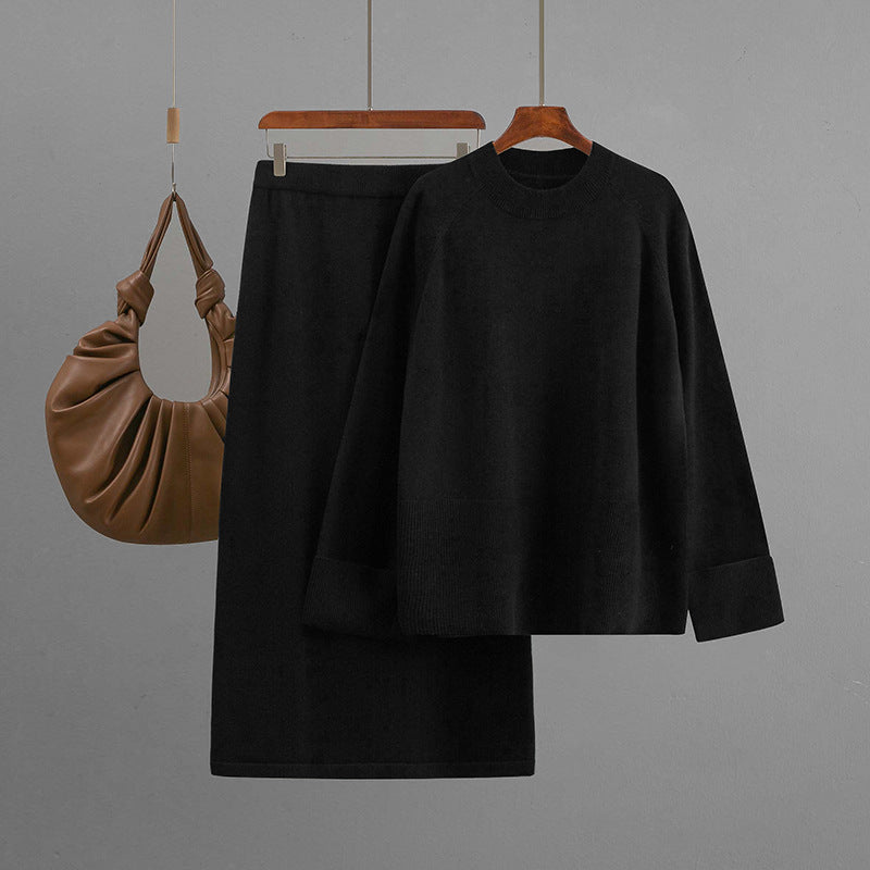 Ensemble Femme Chic Décontracté – Pull Ample & Jupe Mi-Longue