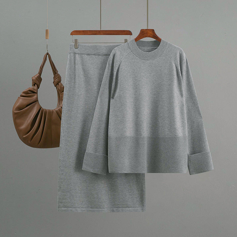 Ensemble Femme Chic Décontracté – Pull Ample & Jupe Mi-Longue