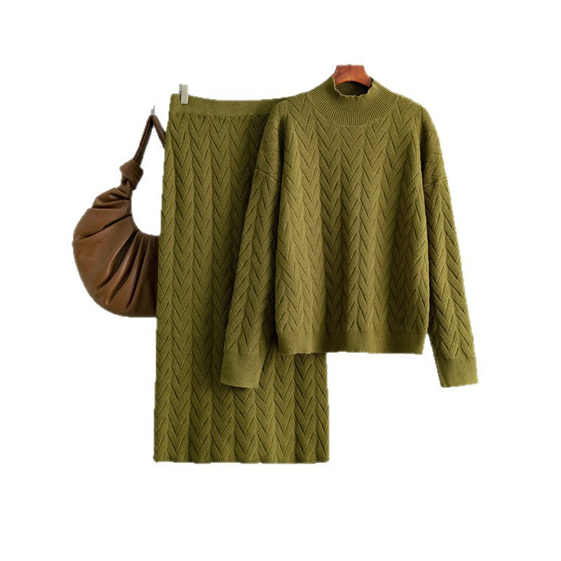 Ensemble 2 pièces femme – Pull à col montant et jupe