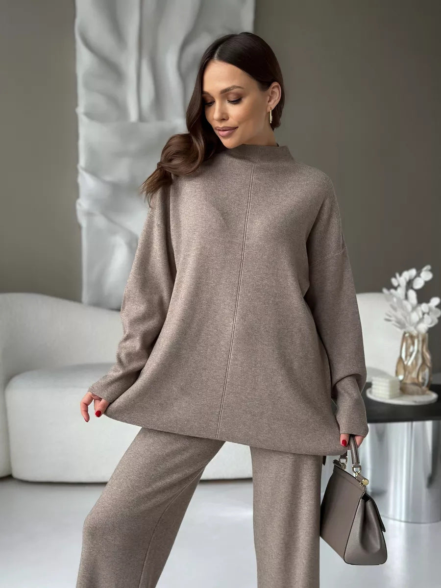 Ensemble 2 pièces femme – Pull Oversize fendu & pantalon