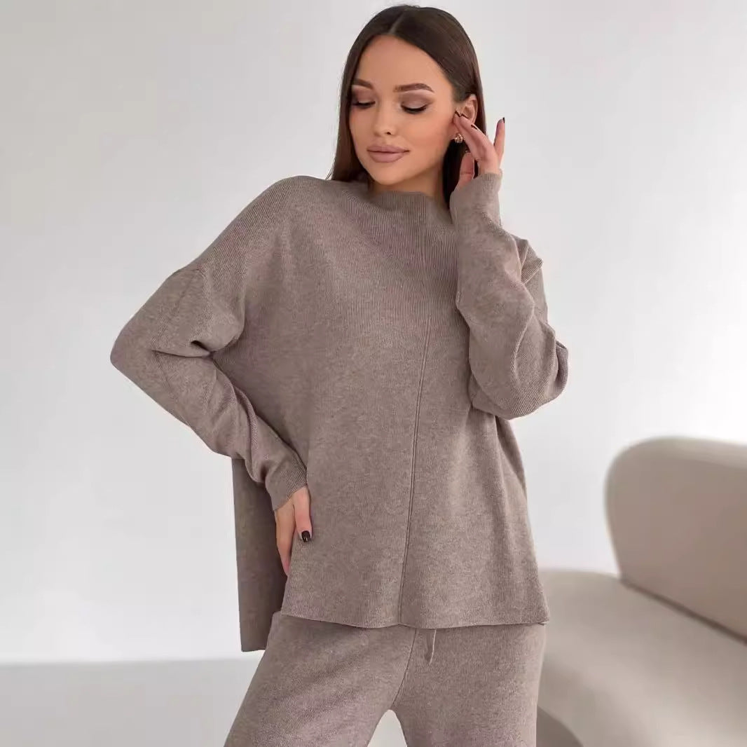 Ensemble 2 pièces femme – Pull Oversize fendu & pantalon