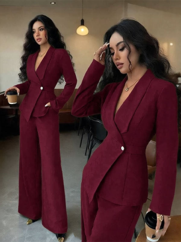 Ensemble Tailleur Femme Élégant – Veste Chic & Pantalon Droit