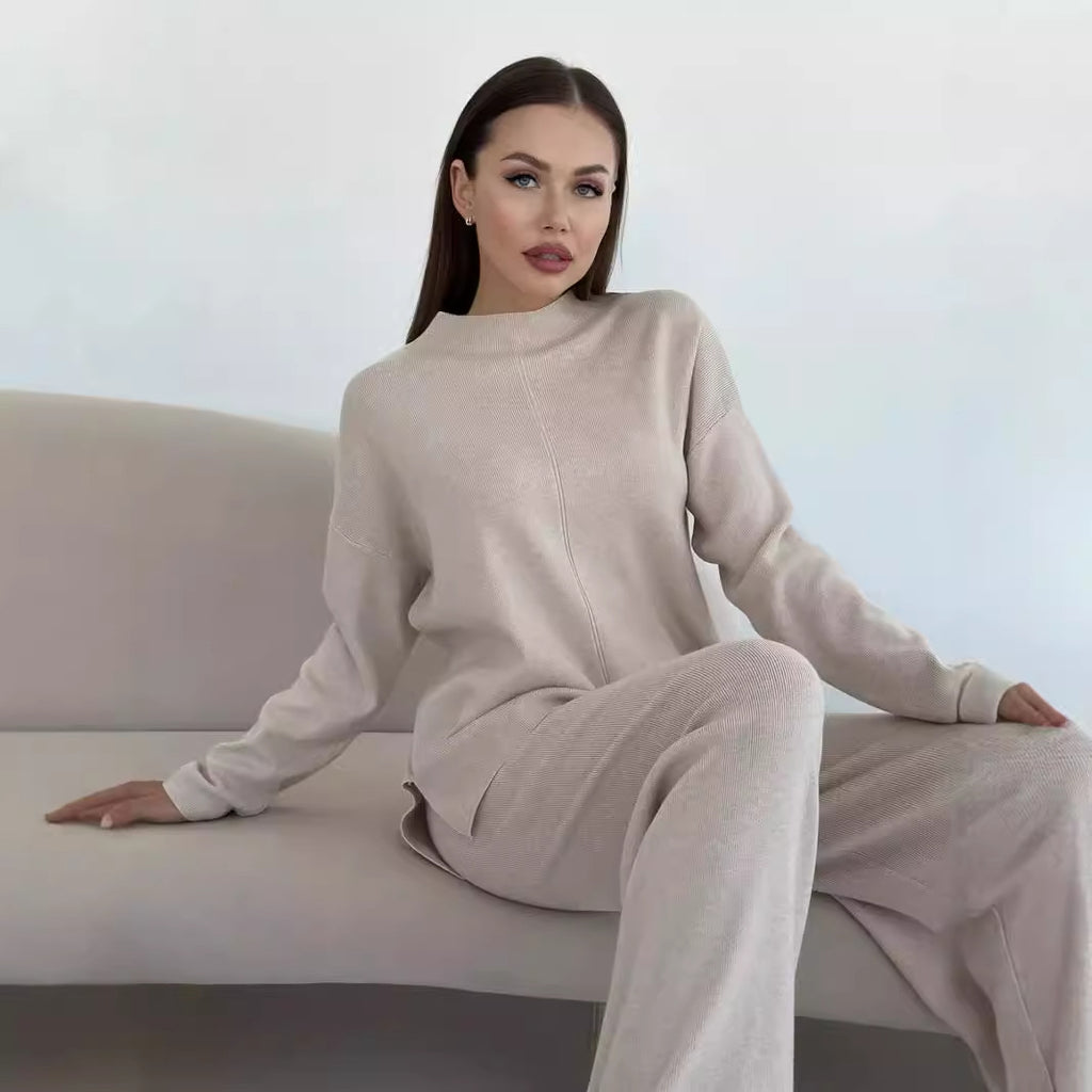 Ensemble 2 pièces femme – Pull Oversize fendu & pantalon