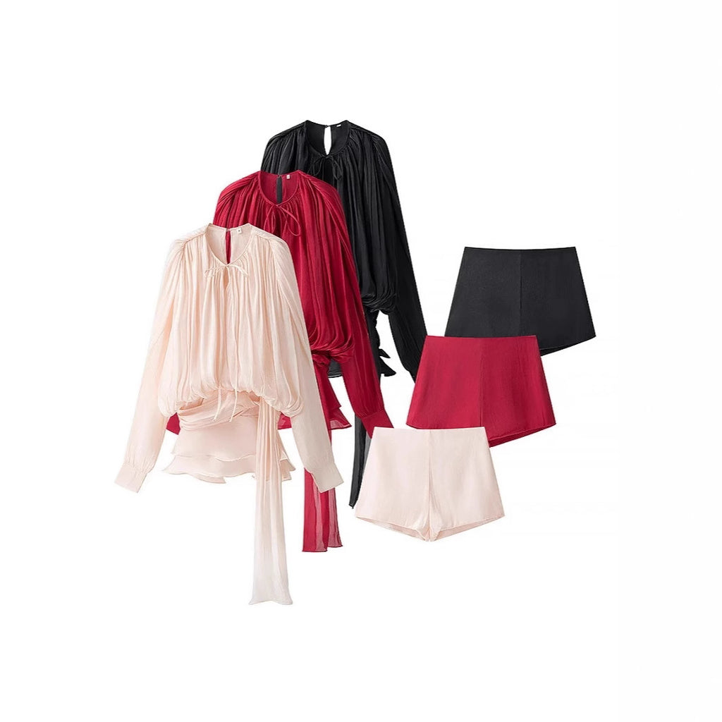 Sexy Style - Ensemble short taille haute et top asymétrique – Élégance Silhouette