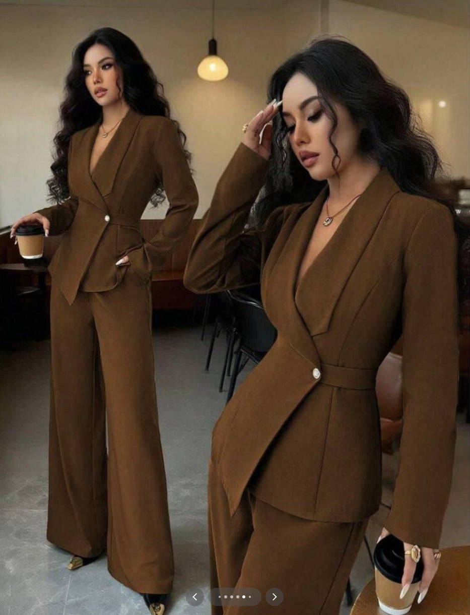 Ensemble Tailleur Femme Élégant – Veste Chic & Pantalon Droit