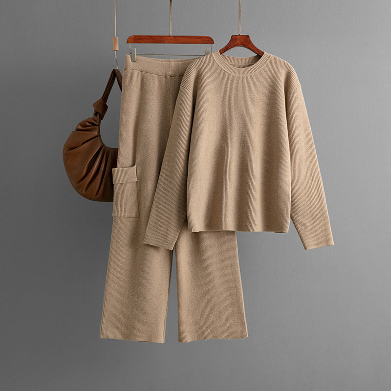 Ensemble Élégance Décontractée – Coupe Ample & Col Rond