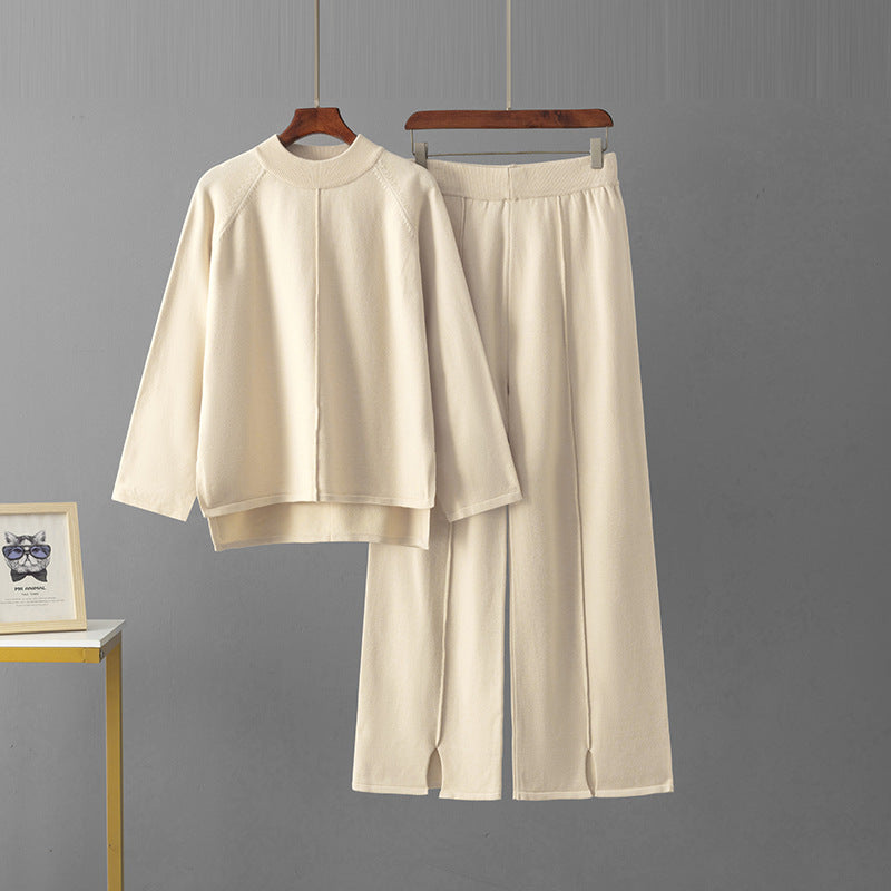 Ensemble Cocooning Maille Encolure Ronde & Pantalon Large