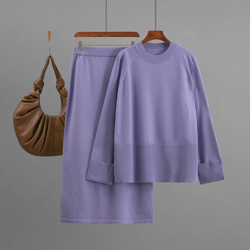 Ensemble Femme Chic Décontracté – Pull Ample & Jupe Mi-Longue
