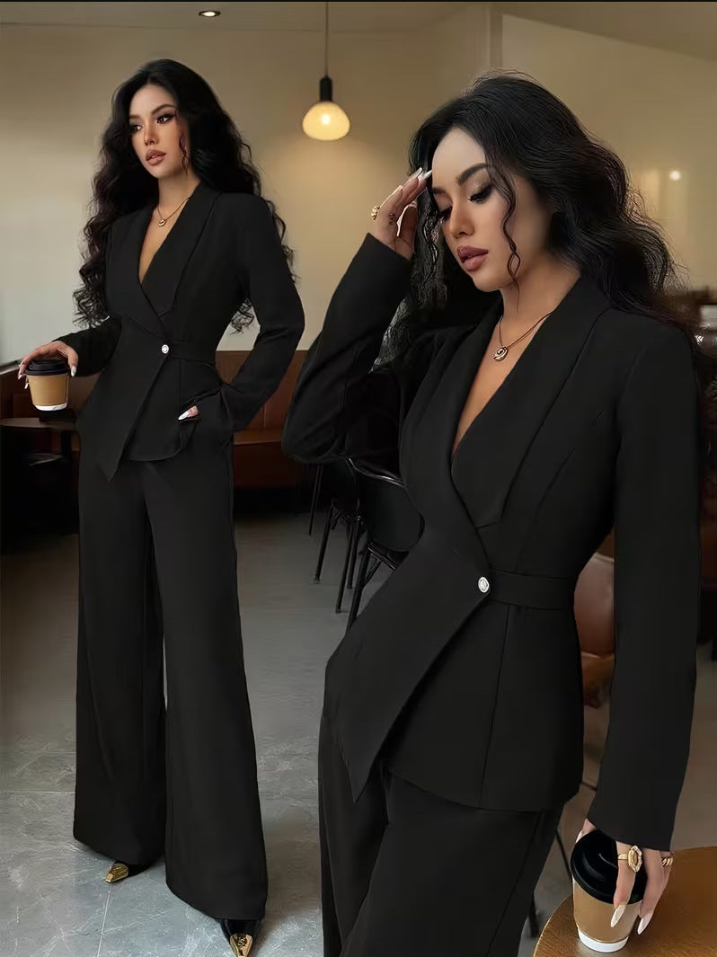 Ensemble Tailleur Femme Élégant – Veste Chic & Pantalon Droit
