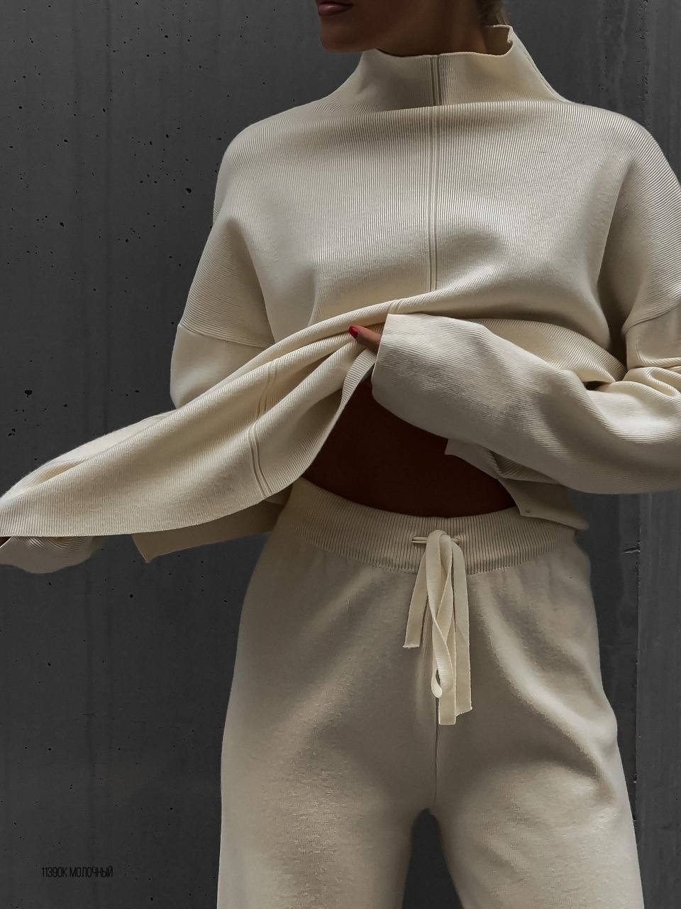Ensemble 2 pièces femme – Pull Oversize fendu & pantalon