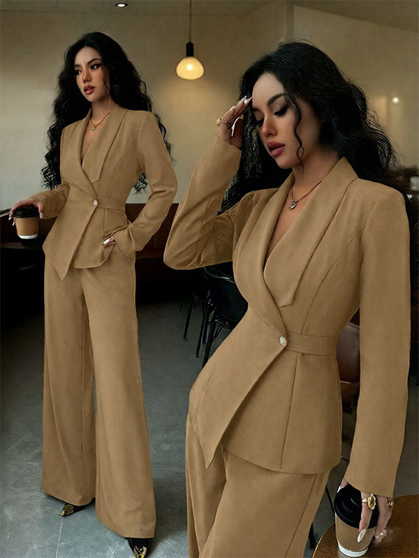 Ensemble Tailleur Femme Élégant – Veste Chic & Pantalon Droit