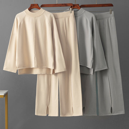 Ensemble Cocooning Maille Encolure Ronde & Pantalon Large