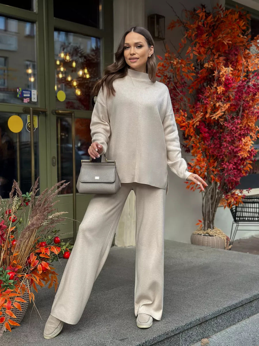 Ensemble 2 pièces femme – Pull Oversize fendu & pantalon