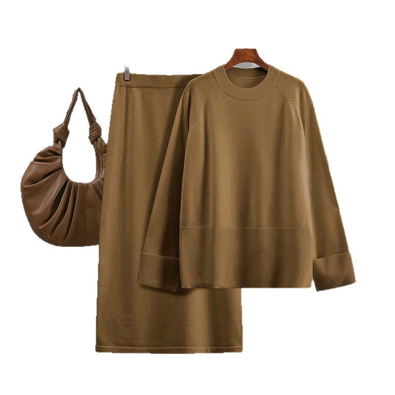 Ensemble Femme Chic Décontracté – Pull Ample & Jupe Mi-Longue