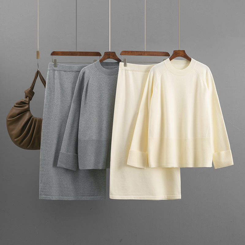 Ensemble Femme Chic Décontracté – Pull Ample & Jupe Mi-Longue