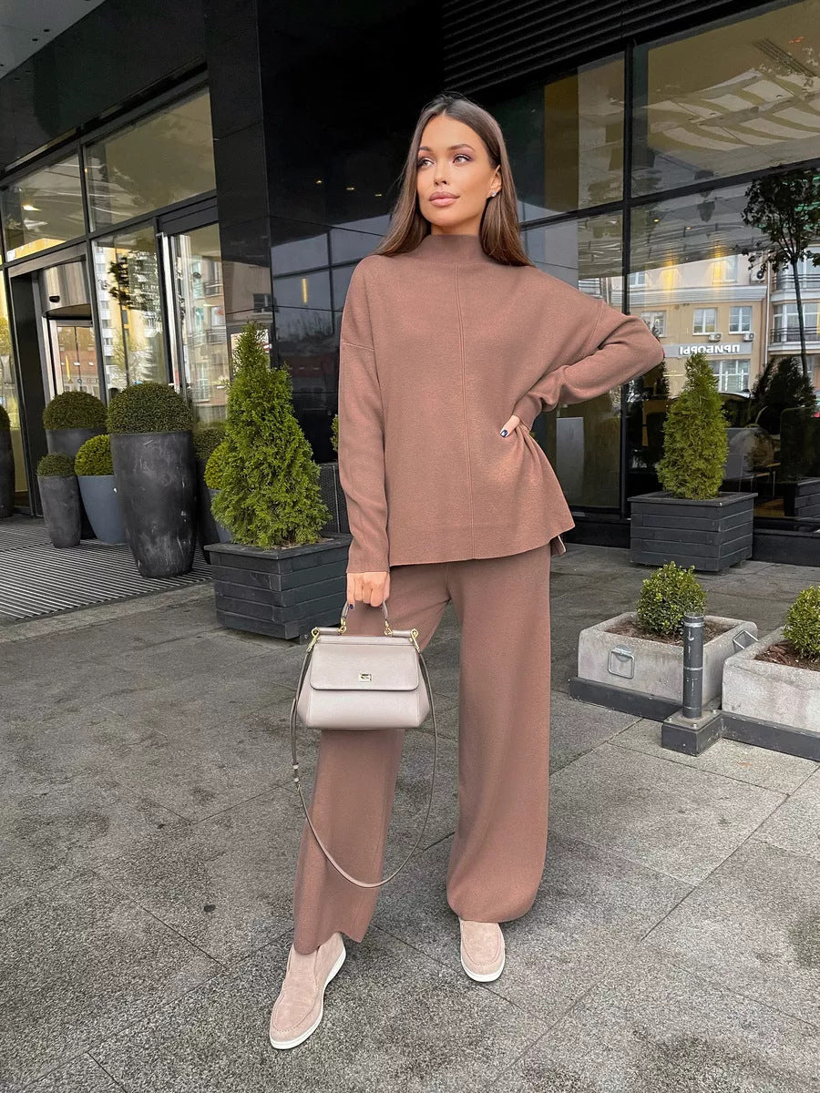 Ensemble 2 pièces femme – Pull Oversize fendu & pantalon