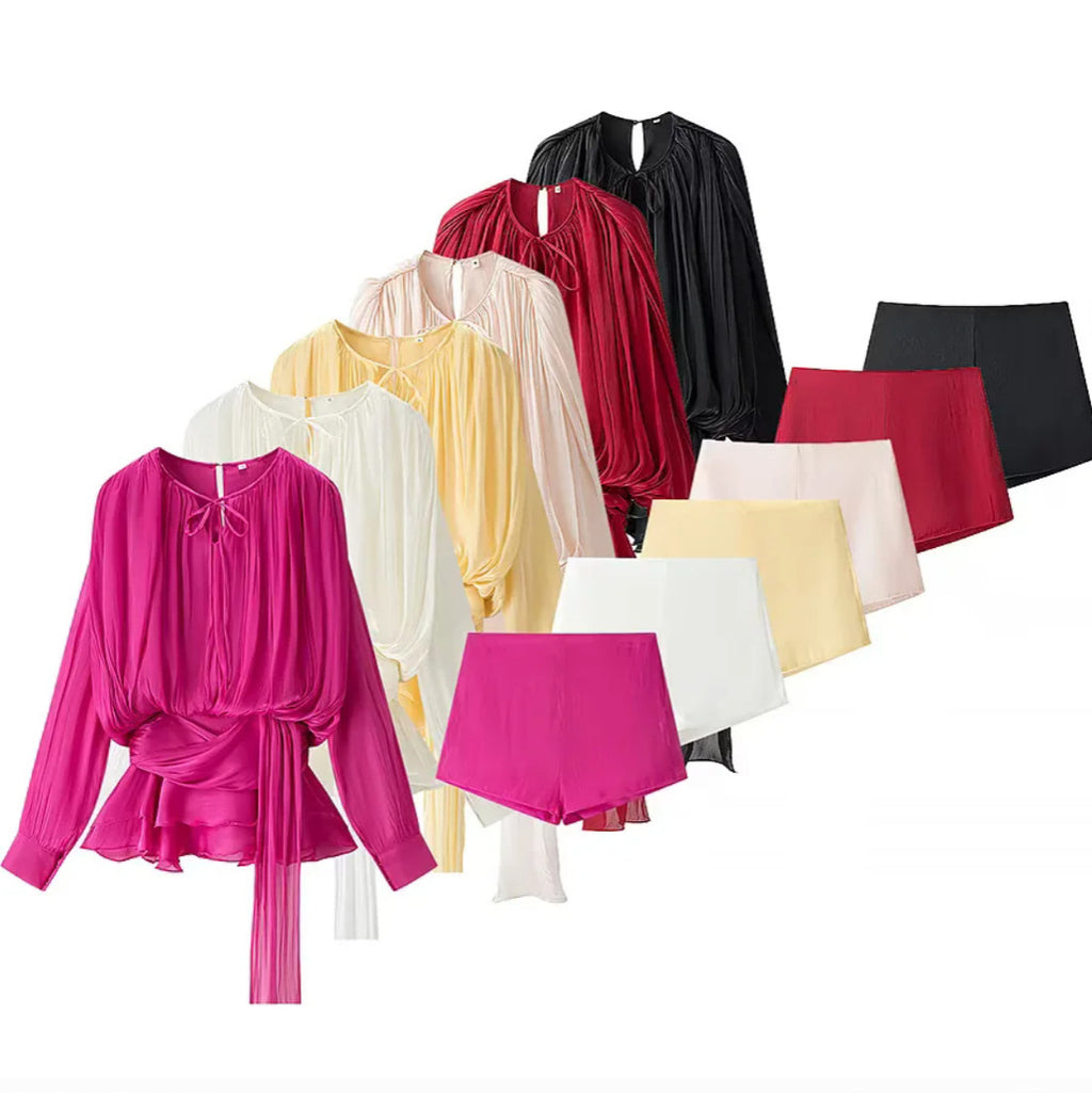 Sexy Style - Ensemble short taille haute et top asymétrique – Élégance Silhouette