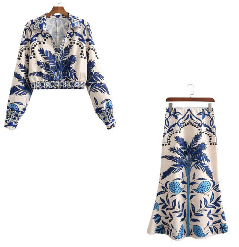 Ensemble Femme Fluide Imprimé – Chemise & Jupe Streetwear Chic