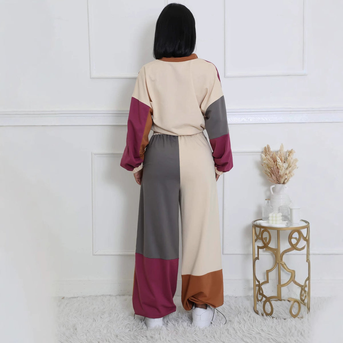 Ensemble Sport Chic Zippé à Imprimé Coloré – Coupe Droite