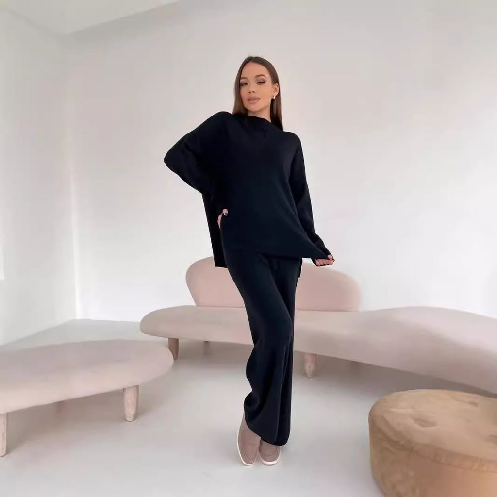 Ensemble 2 pièces femme – Pull Oversize fendu & pantalon